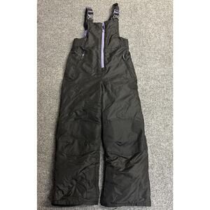 Champion Girls M 7/8 Ski Bibs Snow Pants Overalls Adjustable Strap Black Purple